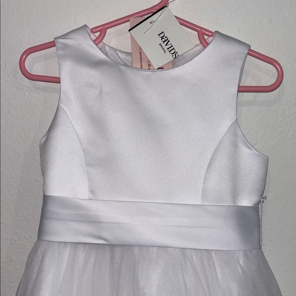 David’s Bridal Satin Flower Girl Dress with Tulle Skirt. Size 3T. Style# S1038 - Picture 3 of 13